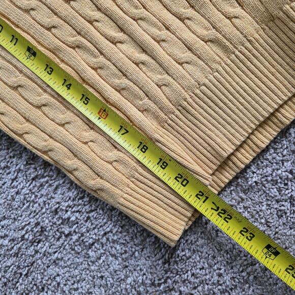 Vintage Yellow Cable Knit Fisherman Sweater Women PS Vneck Preppy Old Money Boho - Picture 7 of 8